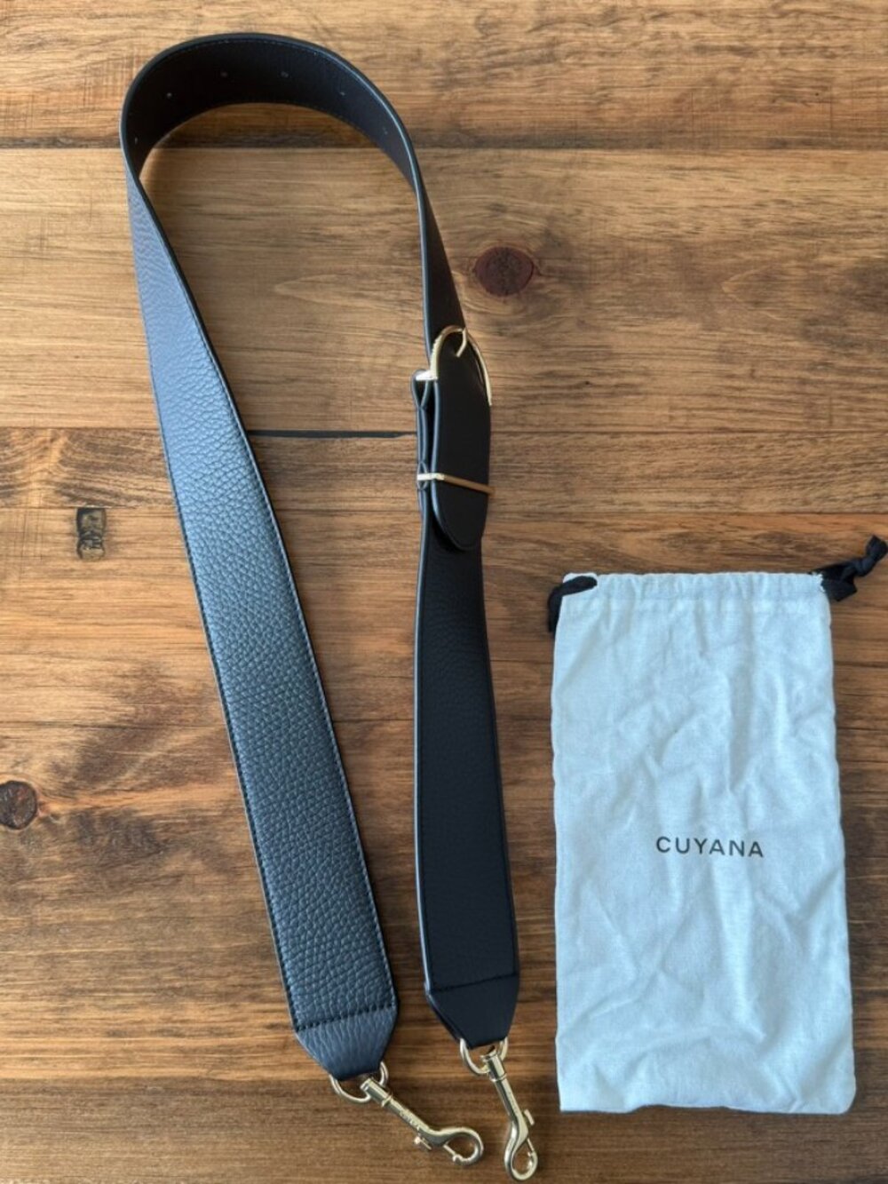 CUYANA black adjustable leather wide strap for bag - NEW without tag - Picture 2 of 7